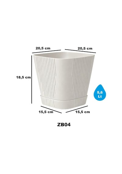 So-zb04 Zambak Dekoratif Plastik Saksı 5.6 Lt No:4 Kirli Beyaz 6 Adet