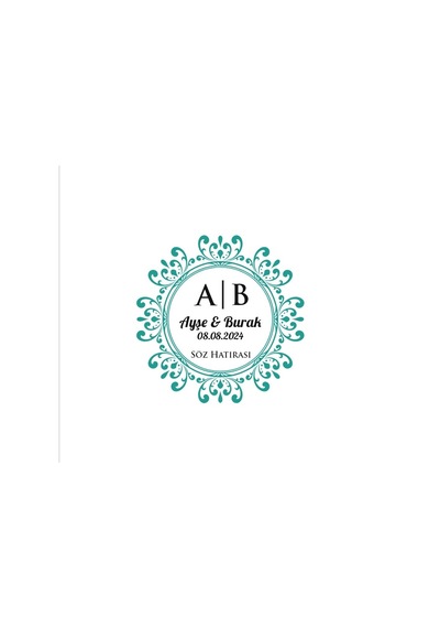 Yuvarlak Köşeli Kare Mühür Basit Çerçeveli Kına Nişan Düğün 3x3 Cm Özel Etiket / 50 Adet Sticker Beyaz