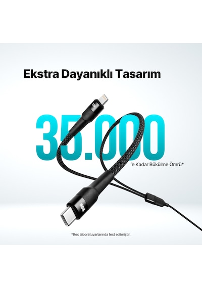 Alumicable Duo Usb-c Usb-c + Lightning 100w 150cm Hızlı Şarj Kablosu 2dk56s