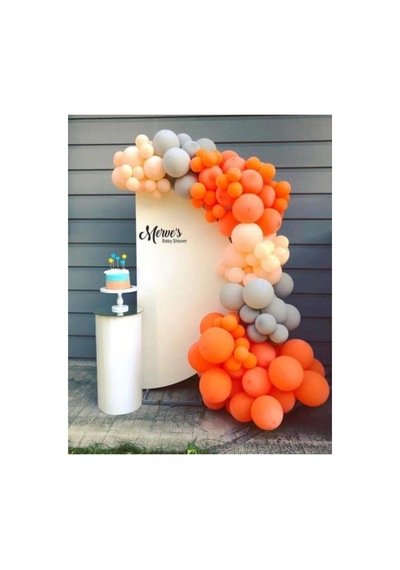 Pastel Turuncu Gri Ve Somon Balon Zinciri 100 Adet Mix