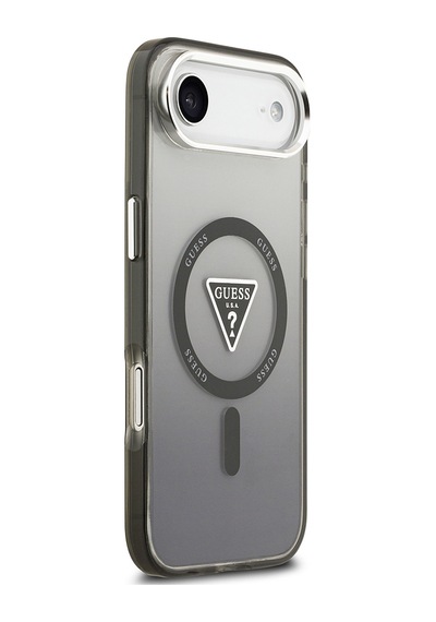 Apple Uyumlu iPhone 17 Air Kılıf Guess Lisanslı M-safeli Iml Baskılı Üçgen Logolu Metal Kamera Çerçeveli Siyah Siyah