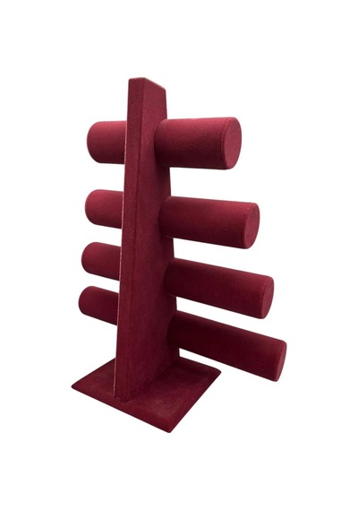 Yerli Üretim Süet Kumaş Bordo Renk Dört Kademeli 38/34 Cm Bileklik-saat Sergileme Standı Çok Renkli