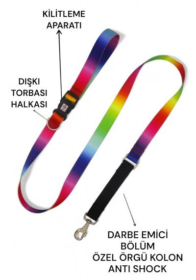 Caramelos Köpek Gezdirme Tasması, Bağlama Kilitli, Shock 4 Çok Renkli Standart