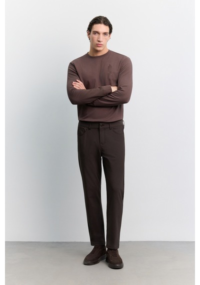 Avva Erkek Kahve 5 Cep Teknik Comfort Slim Fit Pantolon A62y3062