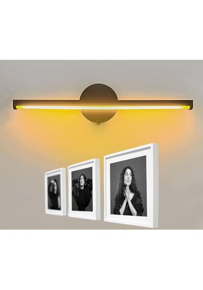 Teknozeel Modern Dekoratif Led Günışığı Duvar Ayna Resim Aplik Aydınlatma 38cm Eskitme Pil Dahildir Siyah
