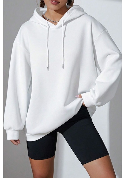 Uyguntarz Unisex Oversize Love Yourself Baskılı Sweatshirt beyaz