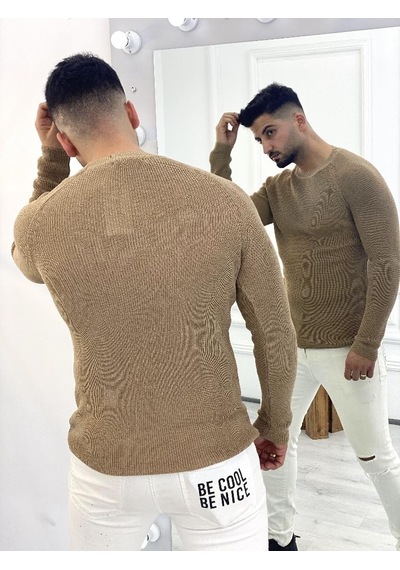 Elku Moda Kazak Slim Fit Naturel Örme Pamuk Tüylenmeyen Triko Dar Kesim Body Kazak 001