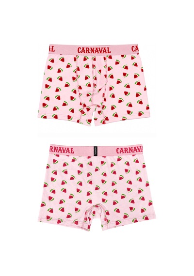 Carnaval Socks Karpuz Desenli Erkek Boxer Pamuklu Likralı Parlak Lastikli Kutulu Açık Pembe Çoklu