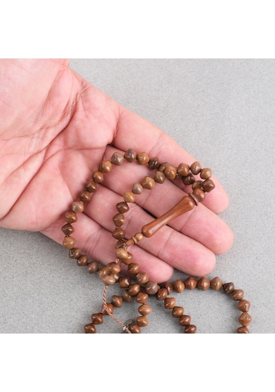 Kuka Orijinal Doğal Lapisdo İmzalı İstanbul Kesim 6x7mm Namaz Tesbihi Kahverengi