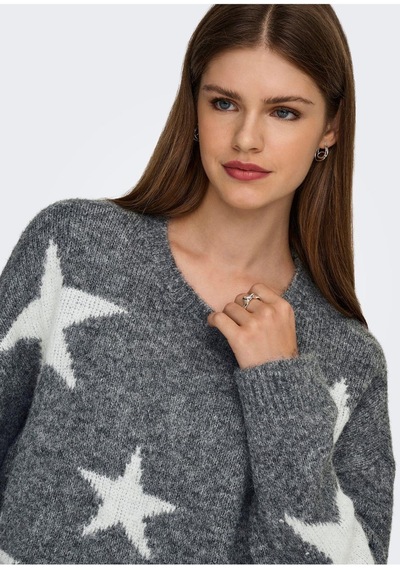 Only Onlazu Ls Star O-neck Knt Gri