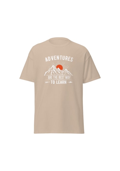 Wildstyle Adventures Are The Best Way To Learn Baskılı Kamp Doğa Unisex Pamuklu Tişört Camel