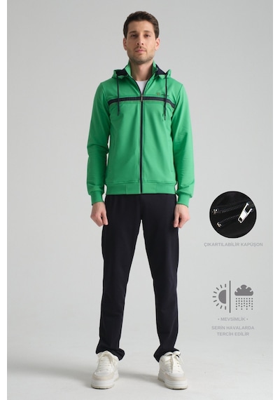 Shooter Sportswear Shooter Erkek Eşofman Takım Kapüşonlu Rahat Form Klasik Paça Mevsimlik Yeşil