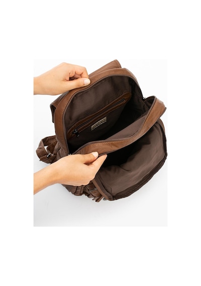 571 Collections Yıkanmış Deri Sırt Çantası Taba Model: 571-11-11e - Taba