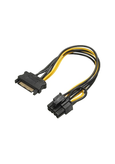 20 cm. SATA Power Erkek To 6+2 Çevirici 8 Pin Dönüştürücü Kablo
