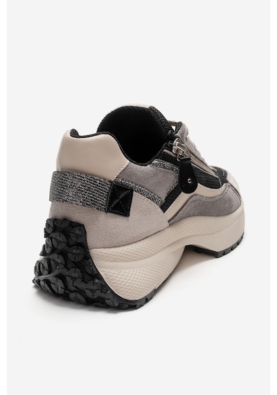 Luvishoes Rocca Buz Siyah Fermuar Detaylı Kadın Sneaker Buz Mavi - Siyah