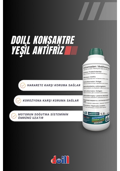 Konsantre - Saf 1.5 Litre Yeşil Antifriz - G11 Üretim Yılı: 2025 Yeşil