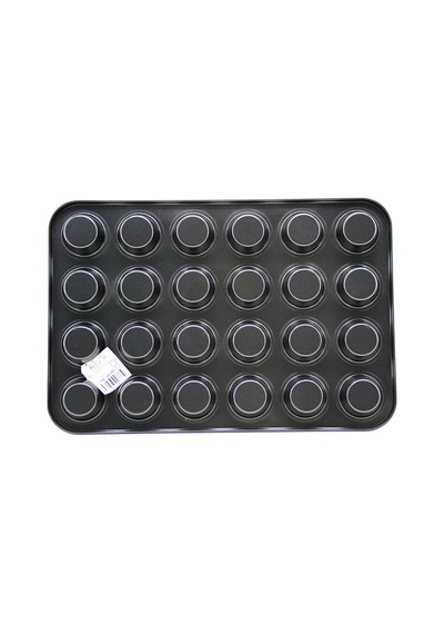 24 Gözlü Metal - Siyah Düz Muffin - Kek Kalıp 5580