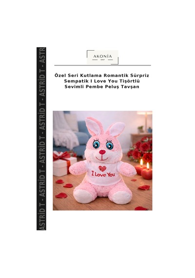 Özel Seri Kutlama Romantik Sürpriz Sempatik I Love You Tişörtlü Sevimli Pembe Peluş Tavşan Çok Renkli