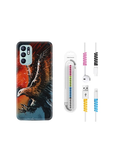 Oppo Reno6 Kılıf Kablo Koruyuculu Kartal Uçarken 1718