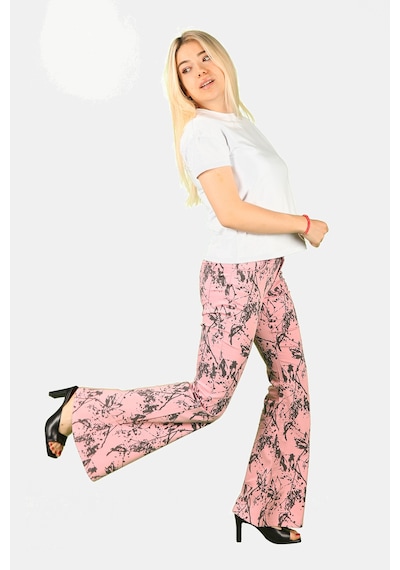 Balins Geniş Paça Desenli Pantolon Pembe