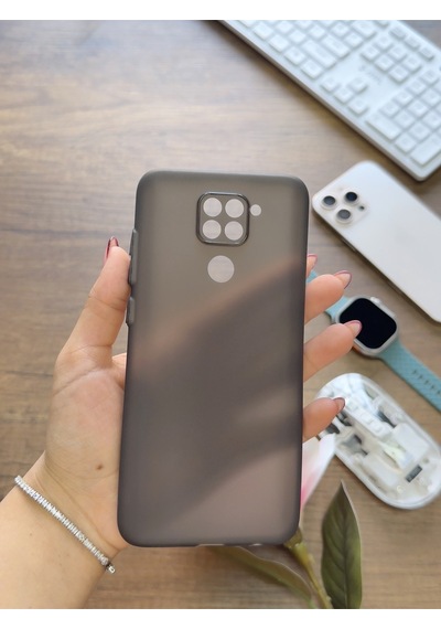 Redmi Note 9 Uyumlu Süper İnce Mat Ultra Thin Silikon Kılıf Buzlu Siyah