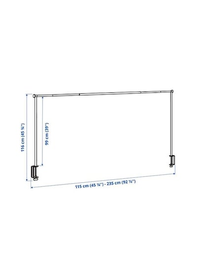 Ikea Helgeö Masa İçin Dekorasyon Çubuğu, Siyah, 115/235x116 Cm