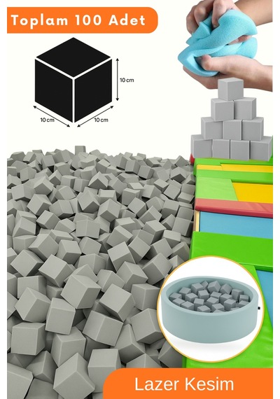 Sünger Oyun Küpleri 10x10x10 Cm 100 Adet Oyun Havuzu Topları Alternatifi
