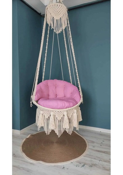 Pembe Makrome Salıncak Minderi M&ro Döşemelik Kumaşlı Sadece Minder Pembe Pembe Makrome Salıncak Minderi M&ro Döşemelik Kumaşlı Sadece Minder Pembe