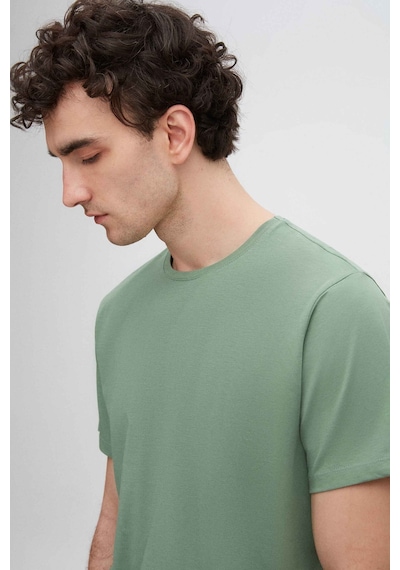 D's Damat Ds Damat Yeşil Bisiklet Yaka %100 Pamuklu Nefes Alabilen T-Shirt Yeşil