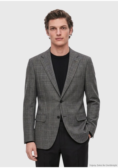 Ramsey Siyah Regular Fit İpek Karışımlı Ceket