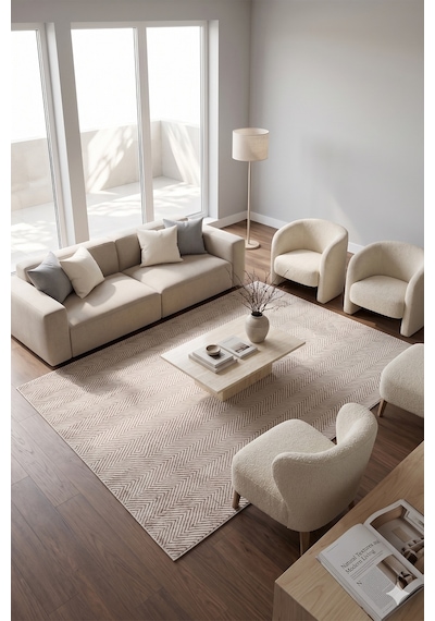 Villadia Home Textile Kaymaz Taban Modern Desen Yıkanabilir Leke Tutmaz Kolay Temizlenir Dört Mevsim Yolluk Koridor Salon Yatak Mutfak Odası Bej