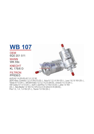 Wb 107 Volkswagen Polo Iv 3 Giriş Benzin Filtresi 6Q0201511
