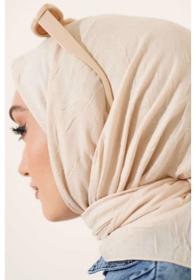 Melodi Scarf Kadın Tesettür Pratik Bambu Kraş Eşarp Açık Bej Açık Bej