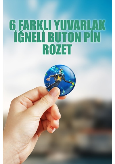 Subnautica Video Oyun Çanta Süsü İğneli Buton Rozet Seti 6 Adet Altılı