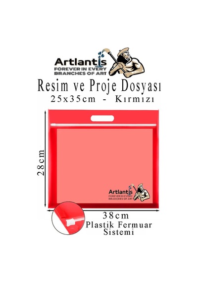 Plastik Fermuarlı Proje Dosyası 25x35 Cm 1 Adet Tutmaçlı 28x38 Cm Resim Ve Proje Ödev Dosyası El Tutmalı