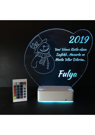 Kişiye Özel 3D Kardan Adam Kalp Ve Masaüstü Led Lamba