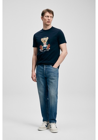 Lufian Teddy Modern Grafik T- Shirt Lacivert Lacivert 111020305100200 Lacivert