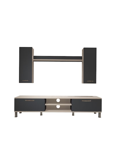 Decoraktiv Eko 5d Mdf Dvd Krom Ayaklı Tv Ünitesi Tv Sehpası Beyaz - Antrasit