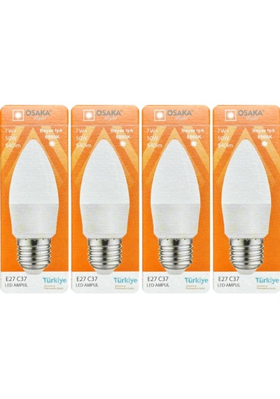 7w 50w 6500k Beyaz Işık E27 Duylu Mum Led Ampul, 4 Adet Diğer