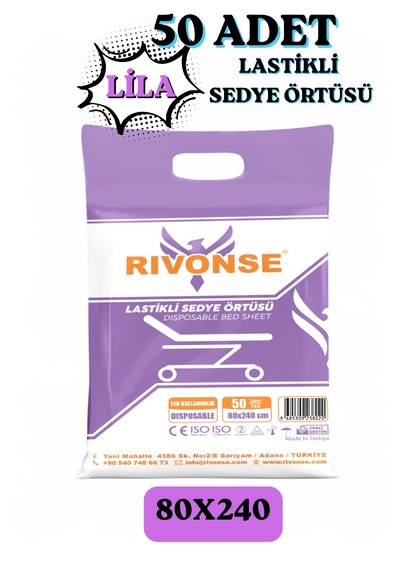 Yeni Nesil Lila Lastikli Sedye Örtüsü 80x240 50 Adet