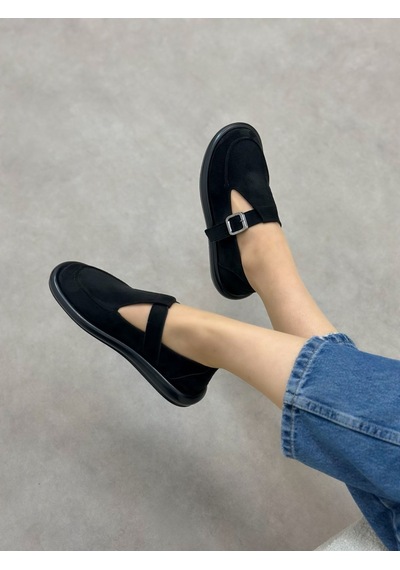 Erva'nın Butiği Siyah Süet Olivia Toka Detaylı Kadın Loafer-5999