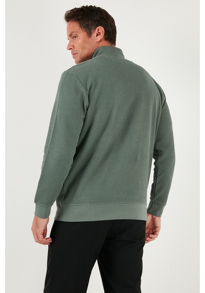 Buratti Pamuklu Regular Fit Yarım Fermuarlı Dik Yaka Erkek Sweat 5905716 Haki