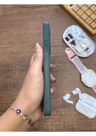 Redmi Note 13 Pro 4g Uyumlu Premium Deri Dokulu Darbelere Karşı Dayanıklı Nazal Silikon Kılıf Haki