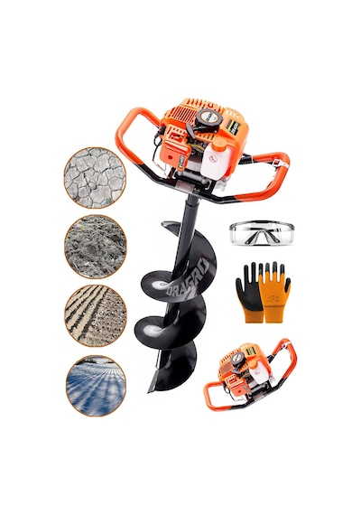 Dragro DRG-h1721 Turuncu Toprak Burgu Makinası 150 MM Delme Ucu H1721 Turuncu 9.9 Motor Gücü