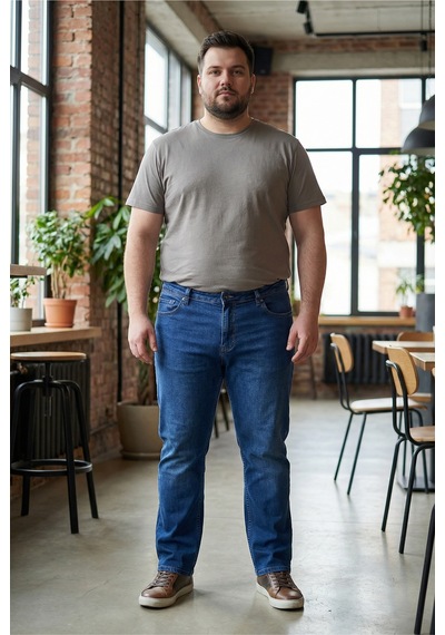 Little Cup Jeans Co Erkek Likralı Esnek Mavi Battal Beden Kot Pantolon