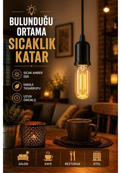 T45 Rustik Filament Led Ampul, E27 Duy, 4w, 2700k Sıcak Gün Işığı, 280 Lm, 5'li Set Diğer