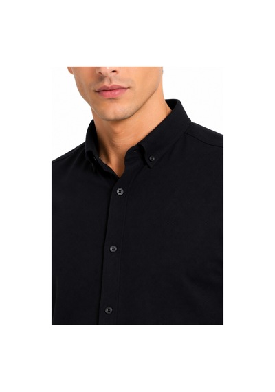 Advante Erkek Spor Slim Fit Uzun Kol Petek Dokulu Gömlek Bgl-st05482 Siyah