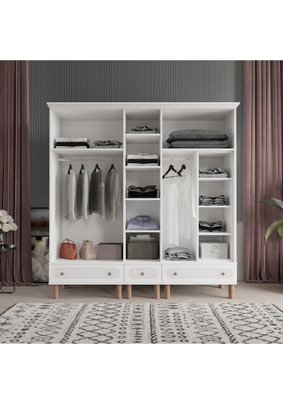 Beenal Furkan 5 Kapaklı Gardırop, Çekmeceli Dolap 200cm Beyaz-Beyaz Beenal Furkan 5 Kapaklı Gardırop, Çekmeceli Dolap 200cm Beyaz-Beyaz