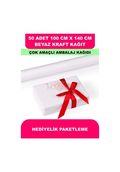 50 Adet 100cm X 140cm 120 Gr. Çift Yönlü Beyaz Kraft Ambalaj Kağıdı, Hediye, Çeyiz Paketleme, Çocuk Etkinlik Kağıdı
