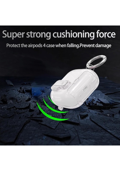 Apple Uyumlu AirPods 4. Nesil İle Kılıf Standlı Kilitli Tpu Premium Matte Trip Case Şeffaf